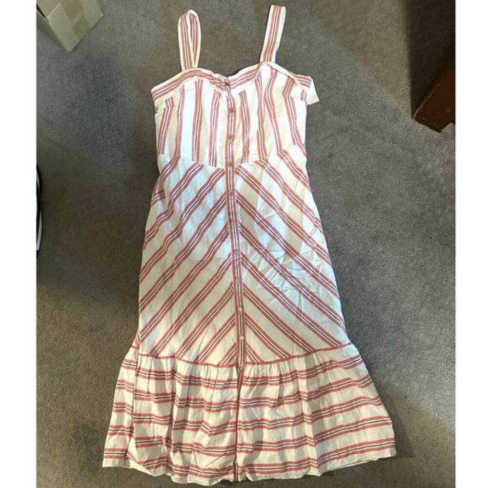 Karl Lagerfeld Paris striped tank‎ linen maxi dress size 16 white, red & blue - Picture 3 of 3